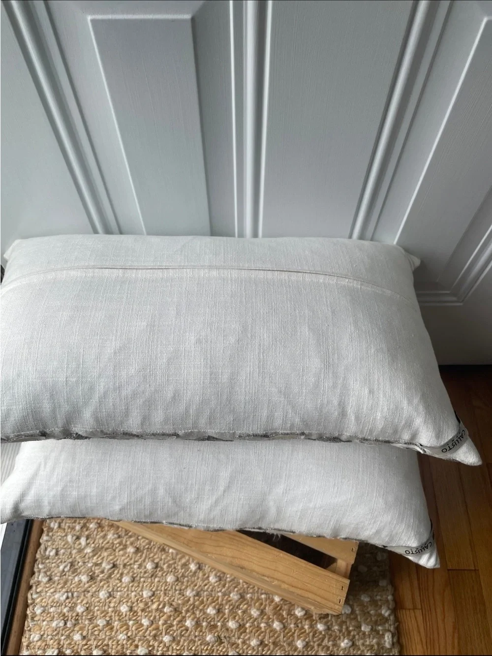 Callisto Cream and Gray Embroidered Lumbar Accent Pillow